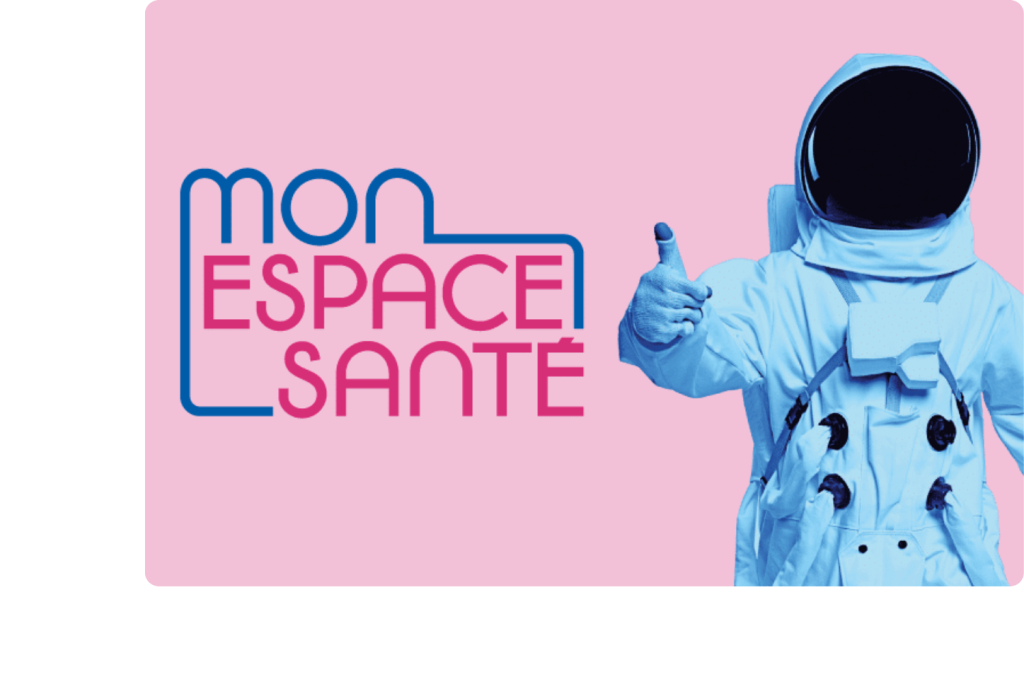 Cosmonaute avec le logo Mon espace Santé à côté