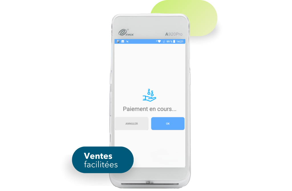 Ecran de paiement en cours avec le NEV mobile
