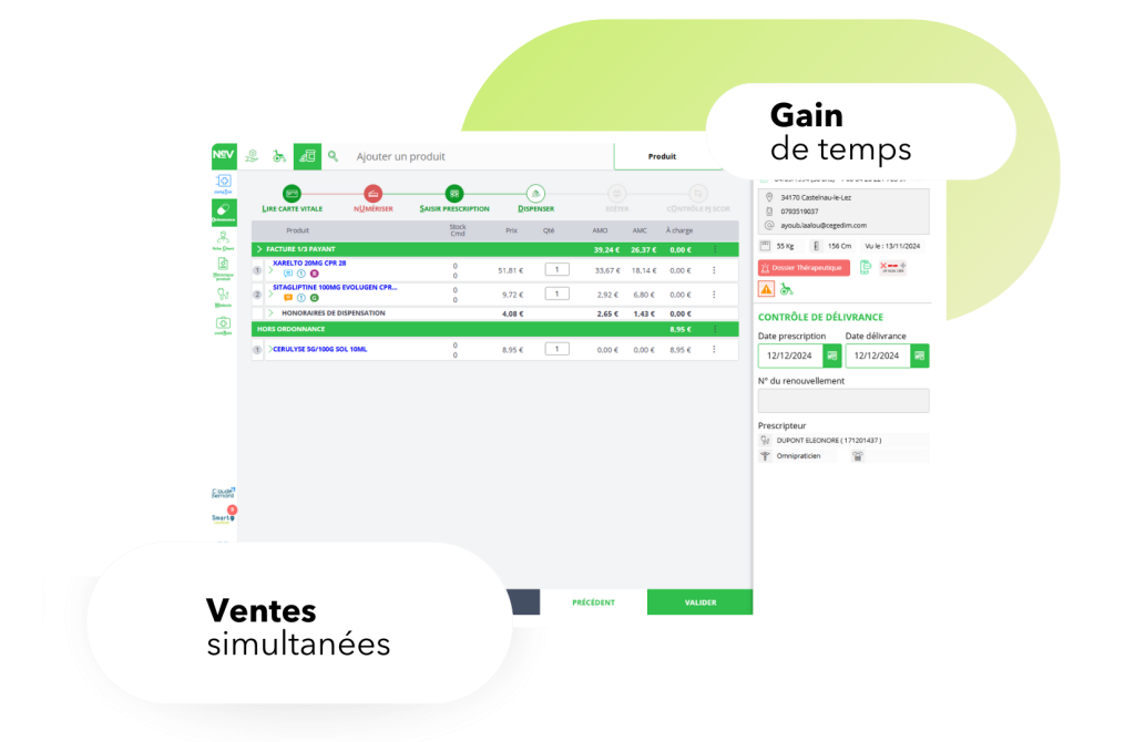 Capture d'ecran d'une multifacturation dans le NEV