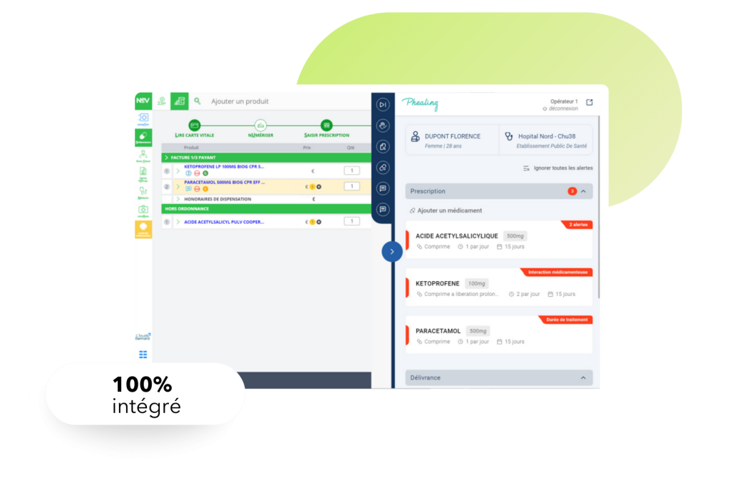 Capture d'ecran d'une vente dans le NEV avec phealing ouvert