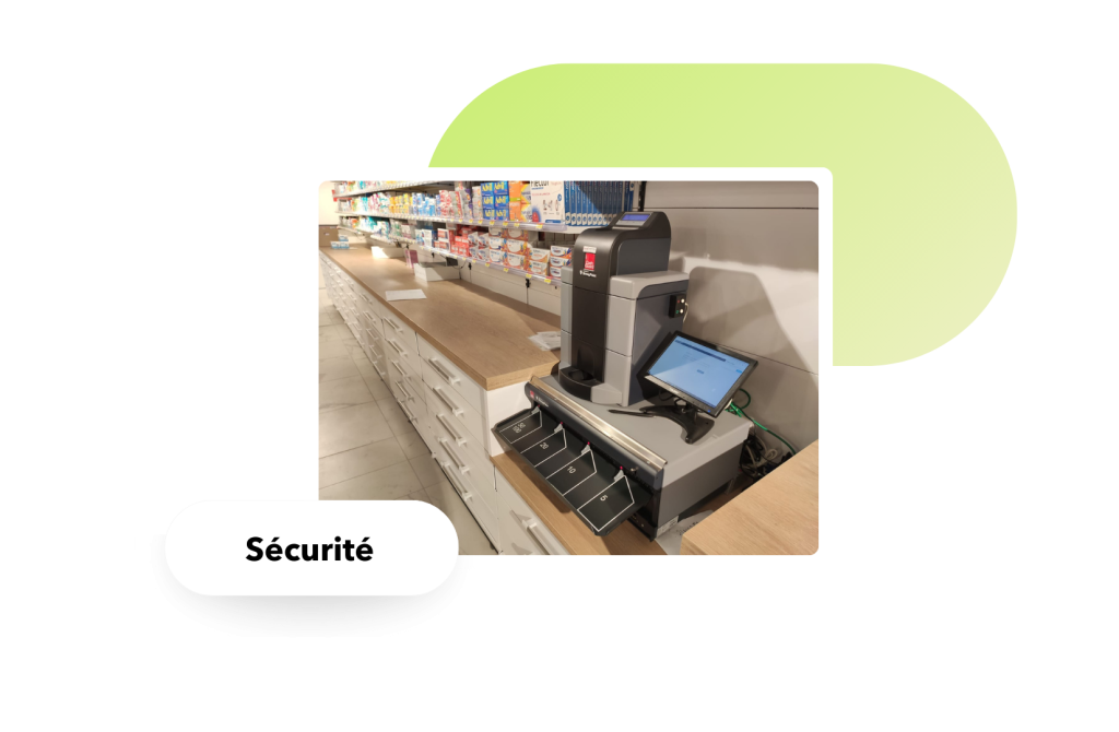 Caisse automatique Secure Cash sur un meuble