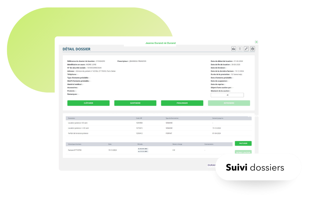Capture d'écran d'un suivi de dossier dans Smart Location