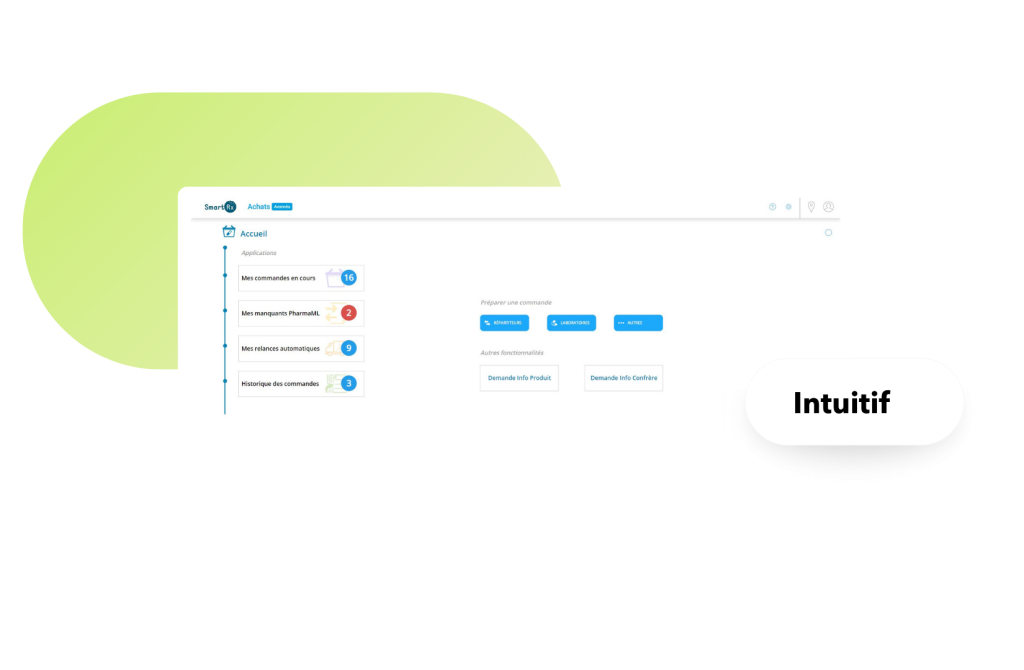 Capture d'écran du menu de Smart Rx Achats