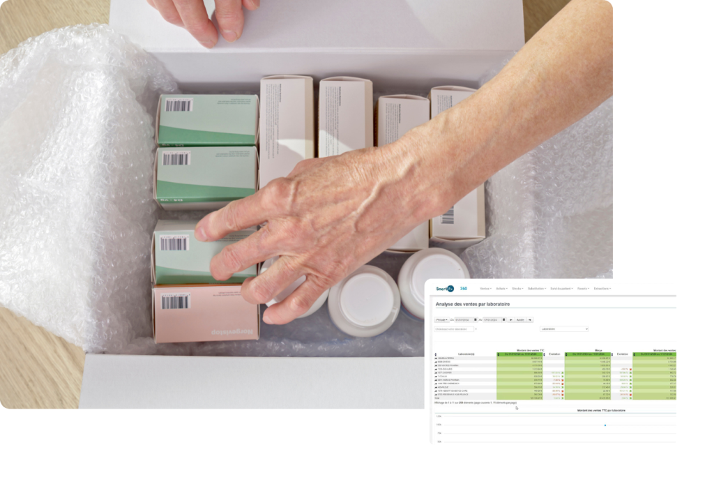 Boîtes de médicaments dans un carton