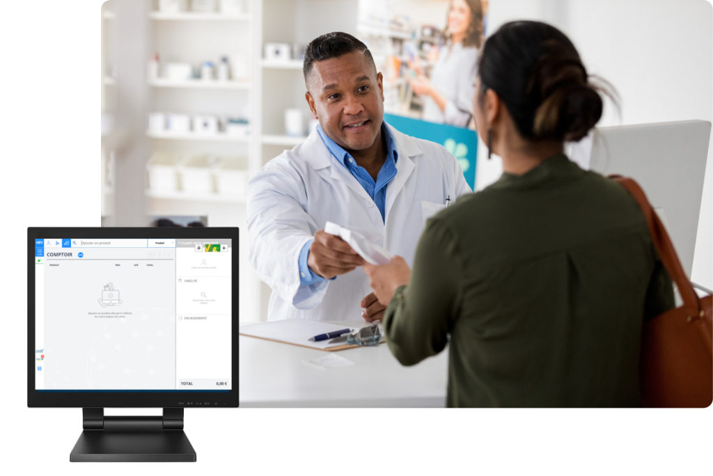 Pharmacien dispensant une patiente