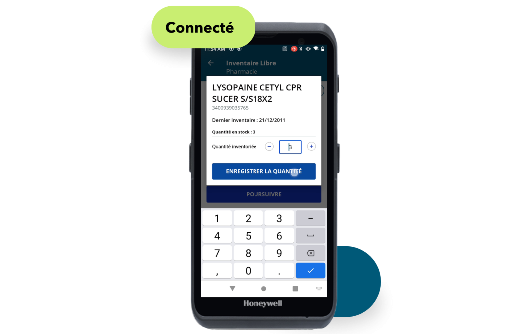 Capture d'écran des quantités dans smart rx logi-stock