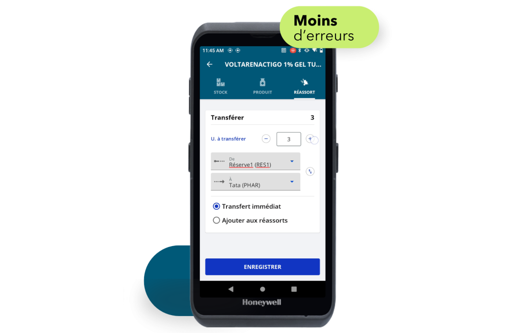 Capture d'ecran de réassort sur smart rx logi-stock