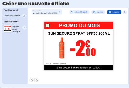 Création d'une affiche de prix pour un produit avec la solution Opeaz