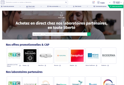 Page des partenaires laboratoire du Comptoir des pharmacies