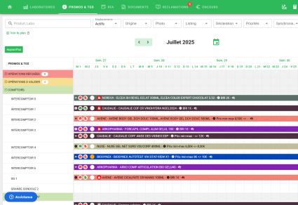 Visuel de planning trade dans la solution Apotik pour les pharmaciens