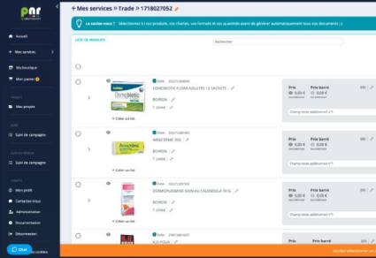Liste des produits dans Quartz-Pricing.