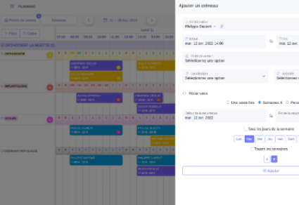 Ajout de créneau au planning dans la solution sivan