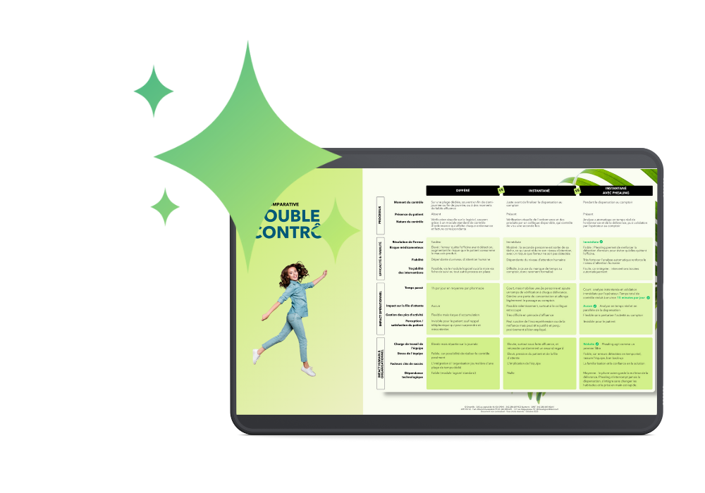 Fiche comparative double contrôle d'ordonnance ouverte sur tablette