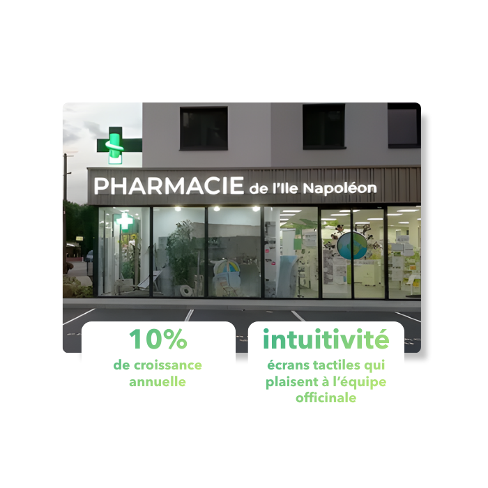 Devanture de la pharmacie de l'ile napoleon à Rixheim