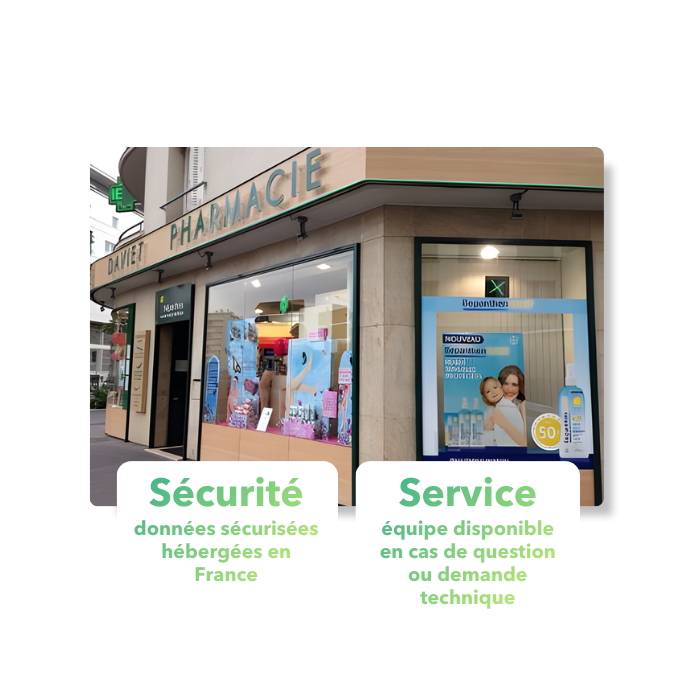 Devanture de la pharmacie Daviet à Villeurbanne utilisatrice smart Rx