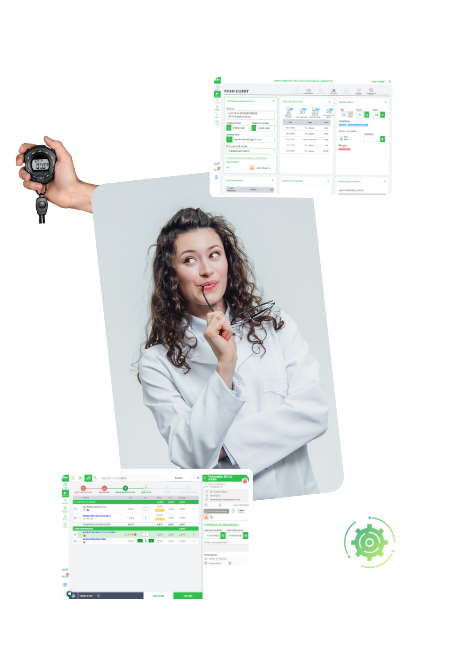 Pharmacienne avec interfaces logiciel smart rx