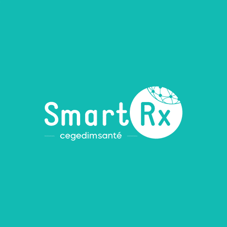 Logo Smart Rx blanc fond turquoise