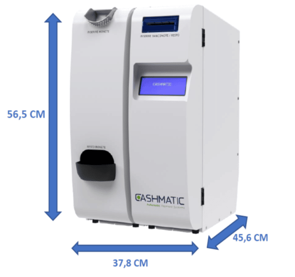 Photo d'une machine Secure Cash avec dimensions complètes