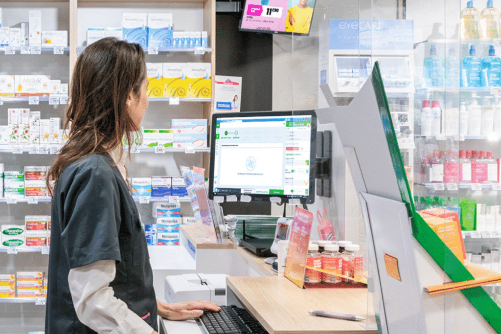 Pharmacienne au comptoir