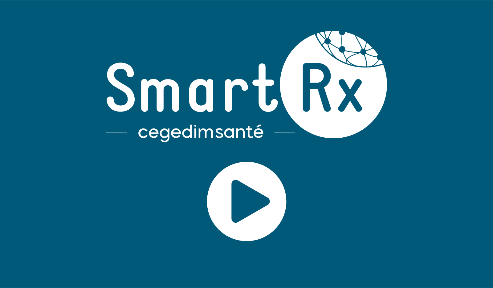 logo Smart Rx accompagner d'un bouton play blanc sur bleu